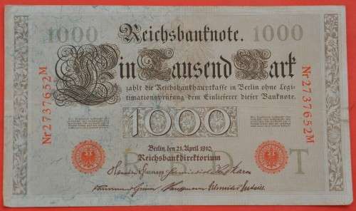 DEUTSCHES REICH 1000 Mark 1910 GERMAN EMPIRE / GERMANY