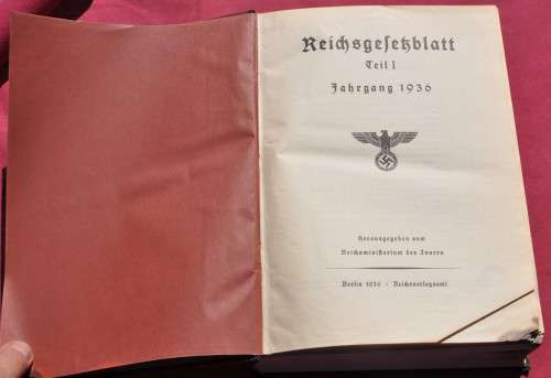 REICHSGESETZBLATT 1936 (1) - Laws & Decrees in NS Germany - Original THIRD REICH document