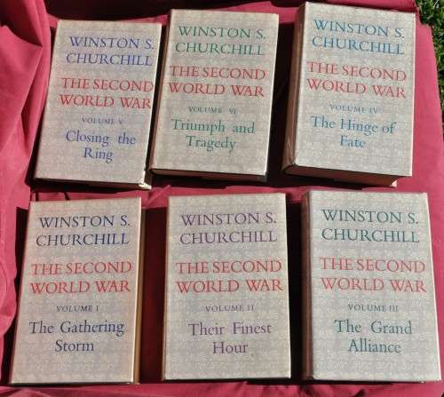 THE SECOND WORLD WAR by WINSTON CHURCHILL - 6 volumes, dust jackets, superb condition