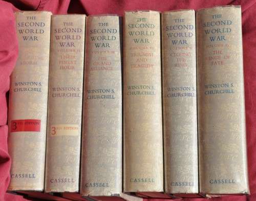 THE SECOND WORLD WAR by WINSTON CHURCHILL - 6 volumes, dust jackets, superb condition
