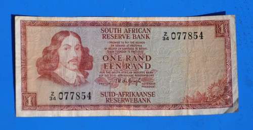 R1 1975, prefix Z34, E/A, TW de Jongh, third issue ***VF*** Replacement Note
