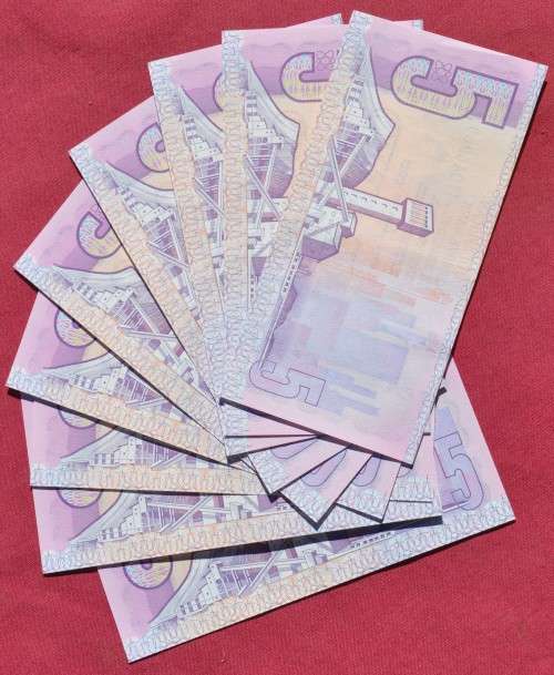 Nine R5 1984, prefix B6, E/A, GPC de Kock, Third Issue ***UNC*** IN SEQUENCE