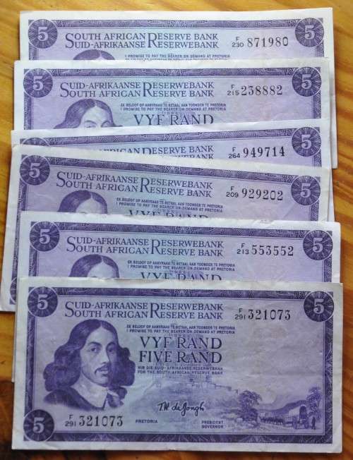 HUGE COLLECTION OF mainly DE JONGH BANKNOTES also Rissik, Stals, de Kock (see listing) 48 banknotes