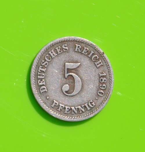 IMPERIAL GERMANY 5 Pfennig 1890 J - NUMISMATIC COLLECTIBLE