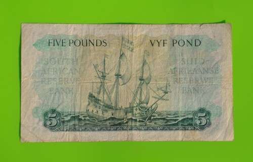 5 Pounds 1950, prefix C13, E/A, MH de Kock, 2nd issue ***VF***