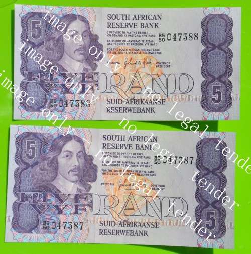 R5 1984, prefix B5, E/A, Gerhard de Kock, 3rd issue ***EF+*** two notes in sequence
