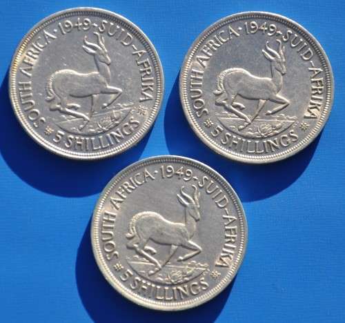 3x Crowns 1949  80% Silver ***almost UNC*** lucrative investment - your bid for the lot