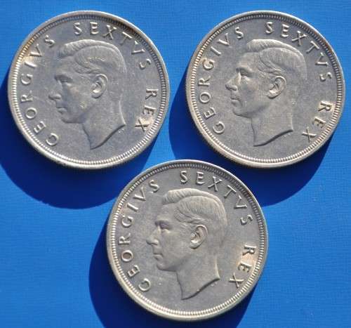 3x Crowns 1949  80% Silver ***almost UNC*** lucrative investment - your bid for the lot