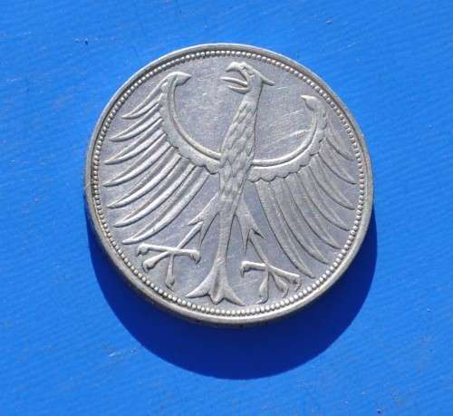 DEUTSCHLAND 5 Deutsche Mark 1951 F Silver **EF+** Germany