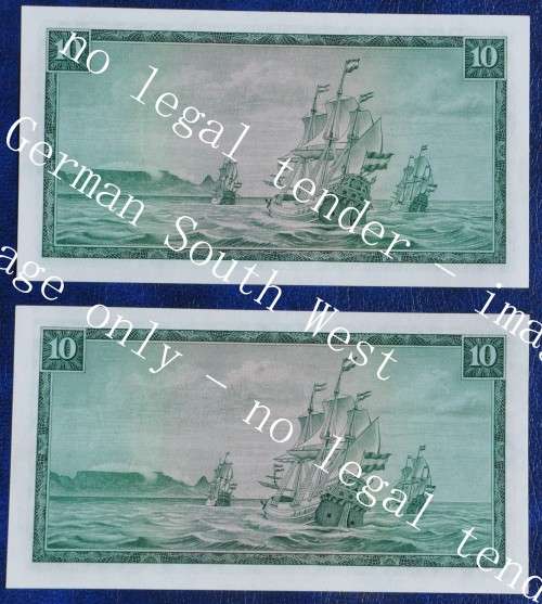R10 1975, prefix C487, E/A, TW de Jongh, 3rd issue ***UNC*** 2 consecutive notes