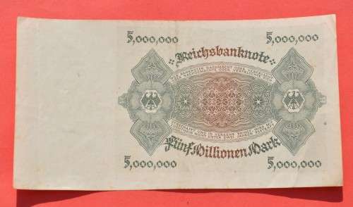 GERMANY 5 Millionen Mark 1923  - Weimar Republic DEUTSCHES REICH, Ro. 88 (Pick 90) **EF-** number!