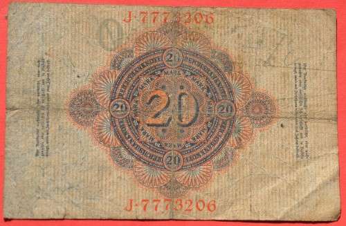 IMPERIAL GERMANY 20 Mark 1914 - DEUTSCHES REICH, Ro. 47 (Pick 46) ***VF-***
