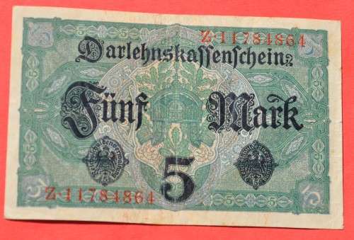 IMPERIAL GERMANY 5 Mark 1917 - DEUTSCHES REICH, Ro. 54c (Pick 56) ***EF-***