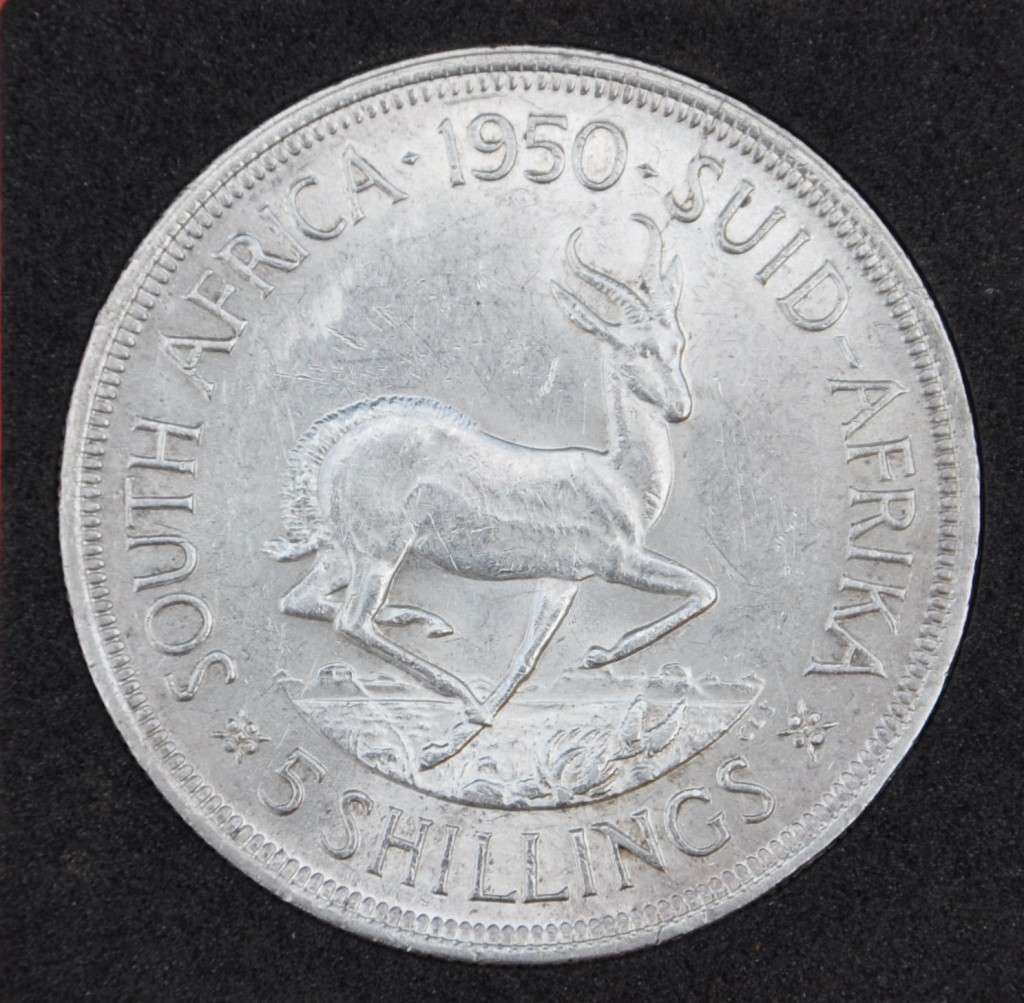 5 Shillings 1950, CROWN, uncirculated with bag marks and hairlines