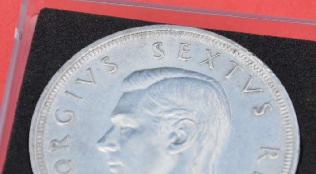 5 Shillings 1950, CROWN, uncirculated with bag marks and hairlines