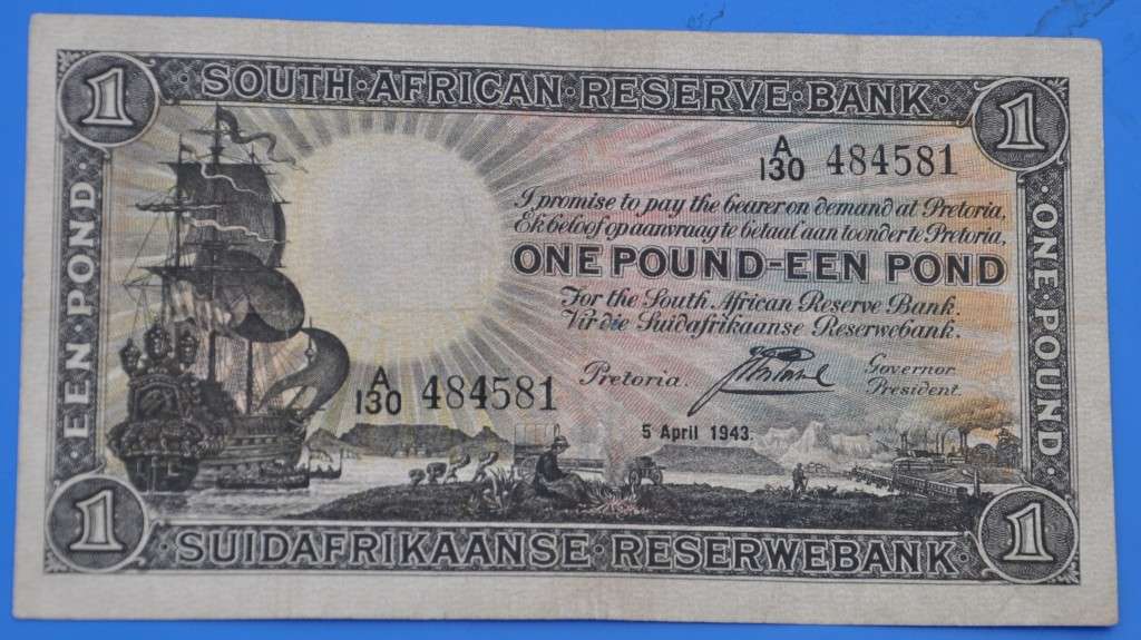 1 Pound 1943, prefix A/130, J. Postmus, only issue ***VF***