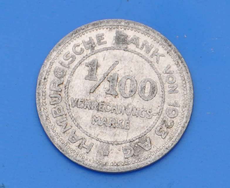 GERMANY / DEUTSCHLAND 1/100 Verrechnungsmarke 1923 Hamburg