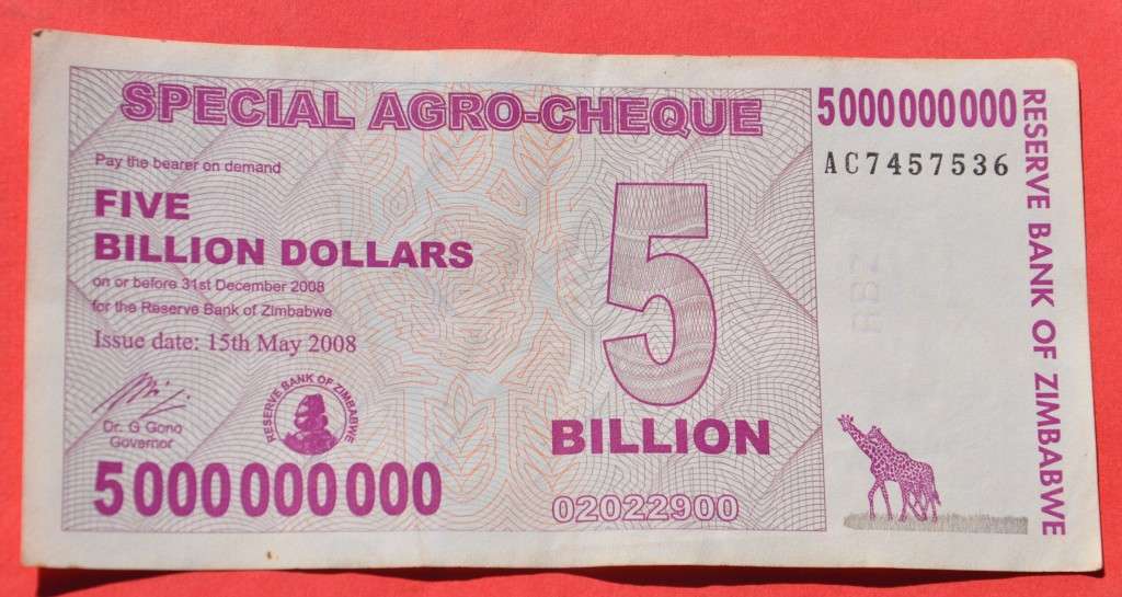 ZIMBABWE Special Agro-Cheque 5 Billion 2008 Dollars and $20 2007 - in collectible condition