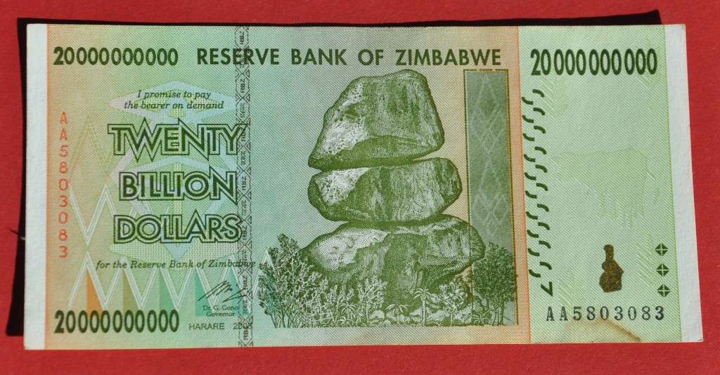 ZIMBABWE 20 Billion Dollars 2008, AA prefix, ***EF***