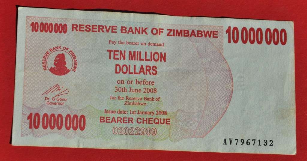 ZIMBABWE 10 Million Dollars 2008 Bearer Cheque, ***EF***