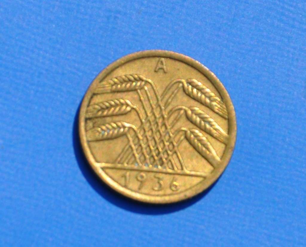 GERMANY (THIRD REICH) 5 Reichspfennig 1936 A (aUNC)