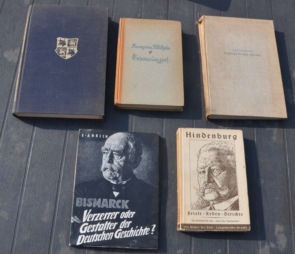 5 vintage non-fiction books on FREDERICK THE GREAT, HINDENBURG, BISMARCK & WILHELM