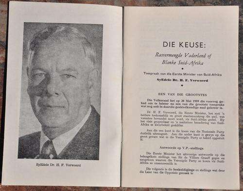 DR H.F. VERWOERD Rasvermengde Vaderland of Blanke Suid-Afrika? (1959)