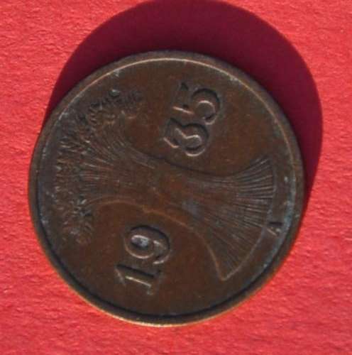 DEUTSCHES REICH 1 REICHSPFENNIG 1935 A Rare German 95% Copper Coin ORIGINAL THIRD REICH COLLECTIBLE