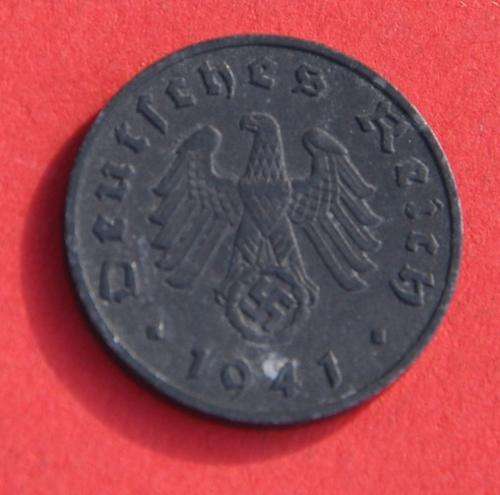 DEUTSCHES REICH 1 REICHSPFENNIG 1941 A - Rare German 100% Zinc Coin ORIGINAL THIRD REICH COLLECTIBLE