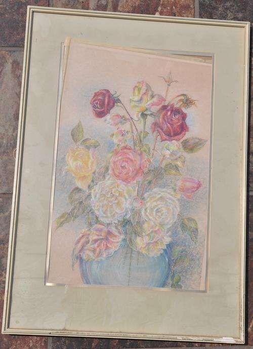 VINTAGE PASTELS ARTWORK by G. BOT (BEIT?),  originally framed