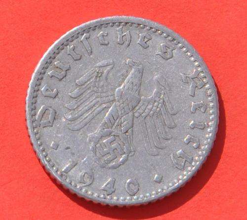 DEUTSCHES REICH - 50 REICHSPFENNIG 1940 D  Rare German 100% Zinc Coin TOP NUMISMATIC COLLECTIBLE