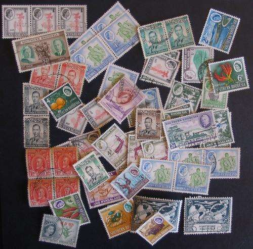 VALUABLE RHODESIA LOT mint & cancelled - Southern Rhodesia & Nyasaland as well - blocks & pairs