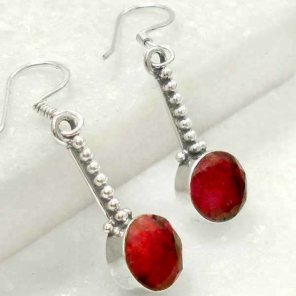 12Cttw Colorful Ruby & .925 SILVER EARRINGS