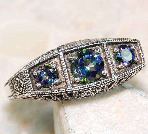 MYSTIC  TOPAZ & GENUINE 925 STERLING SILVER RING size 5.25