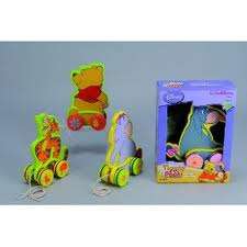 DISNEY WOODEN PULL ALONG WINNIE THE POOH CHARACTERS **NEW**