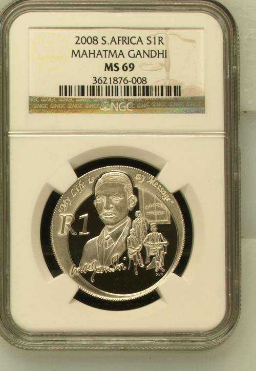 *** Finest Known *** MS69 - 2008 Protea S1R - Mahatma Gandhi - R1 Start.