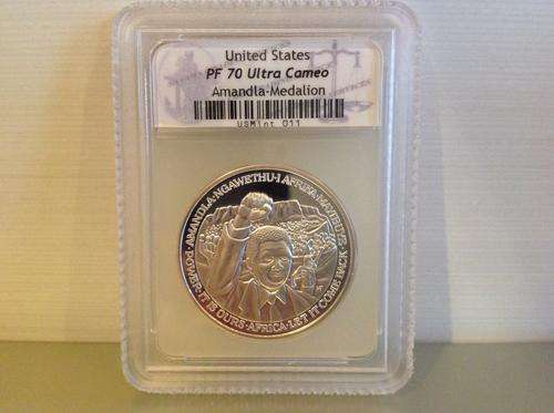 *** Finest Known *** PF70 Nelson Mandela USA 1oz Silver  Medallion - Graded PF70 Ultra Cameo !!!