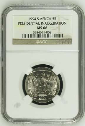 " 2ND FINEST GRADE IN UNC " 1994 Presidential Inauguration R5 - NGC Graded MS66.