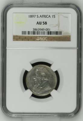 " Almost UNC " Z.A.R. 1897 One Shilling - NGC Graded AU58 - UNC Value = R3,700.00