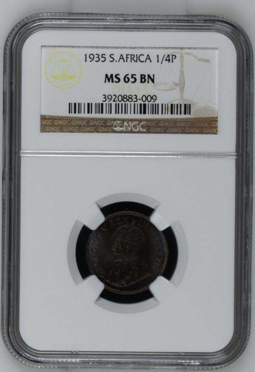 *** Hard To Find Better *** 1935 Farthing (1/4 Penny) - NGC Graded MS65BN.