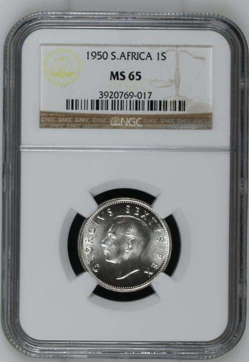 *** 2ND FINEST - ONLY ONE BETTER  *** 1950 One Shilling - NGC Graded MS65. AWESOME GRADE !!!