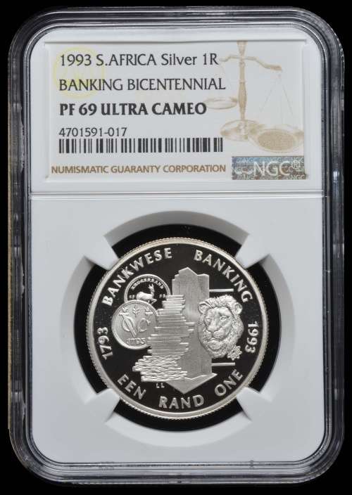 1993 Banking Protea Silver R1 Proof - NGC Graded PF69 Ultra Cameo - Only 6 Better !!!