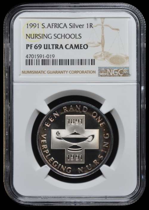 1991 Nursing Schools Protea Silver R1 Proof - NGC Graded PF69 Ultra Cameo - Only 6 Better !!!