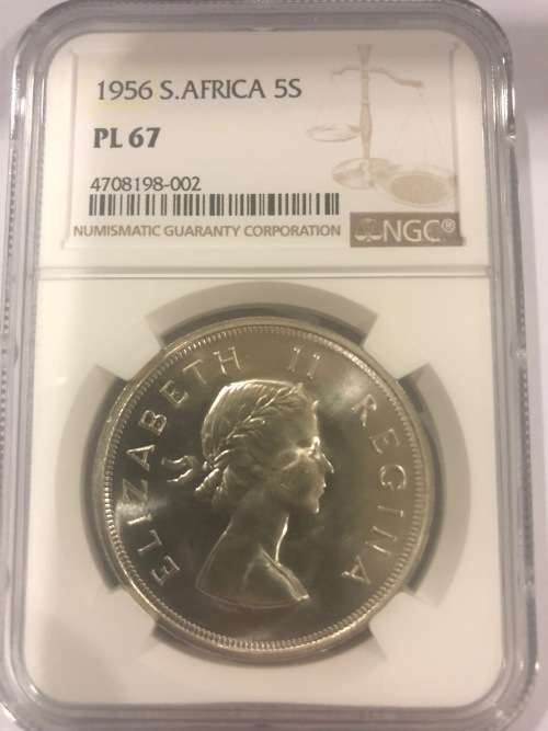 *** Finest Known *** 1956 Five Shillings - NGC Graded PL67