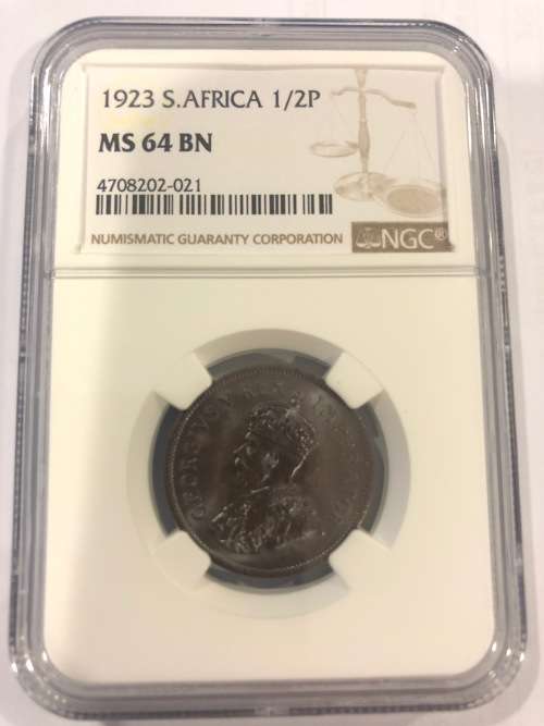 1923 Half Penny (1/2 Penny) - NGC Graded MS64BN - Top Class Coin !!!