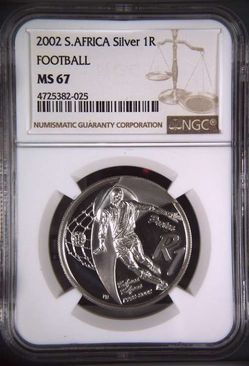 2002 Protea UNC Football Silver R1 - NGC Graded MS67 - UNC Mintage = 527 Only !!!