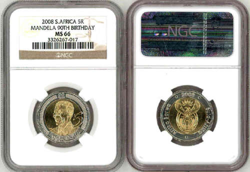 NGC GRADED MS66 - NELSON MANDELA 90th BIRTHDAY BIRTHDAY COIN