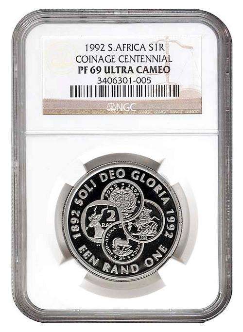" 2nd Finest - Only One Better " PF69 Ultra Cameo,1992 S1R Protea Coinage Centennial Coin. R1 Start.