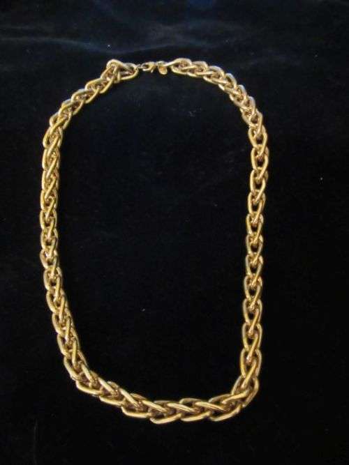 Signed Monet Vintage Heavy and Chunky Gold Tone Chain Necklace