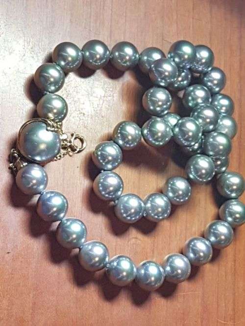 Mallorca Majorica Tahitian Pearl Collar Necklace ~ 18k yellow gold vermeil finish